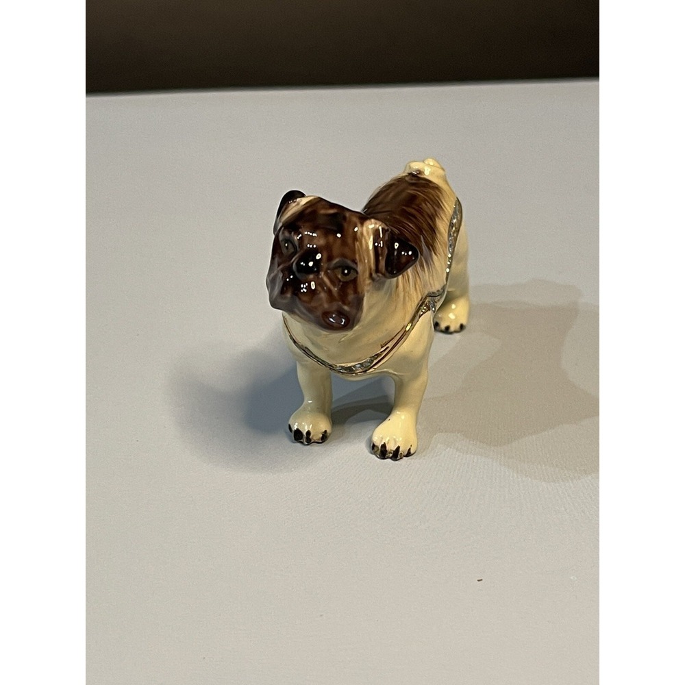 Pug Jeweled Trinket Box with Crystals Out Of Box